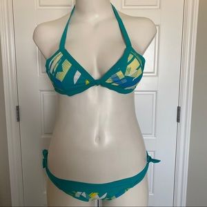 Oakley green/yellow bikini w/ side tie bottoms